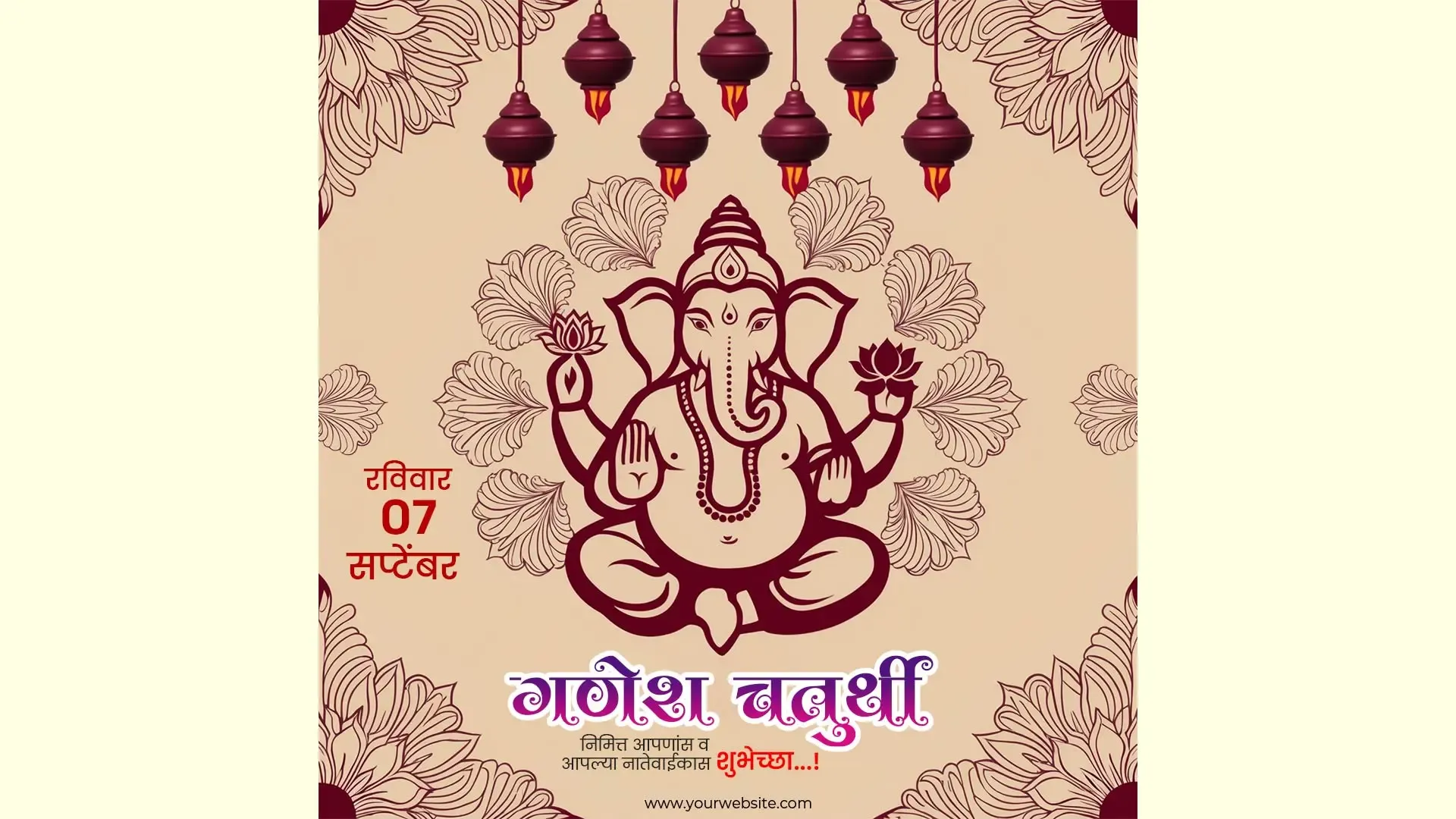 Serene Ganesh Chaturthi Instagram Post with Delicate Floral Details